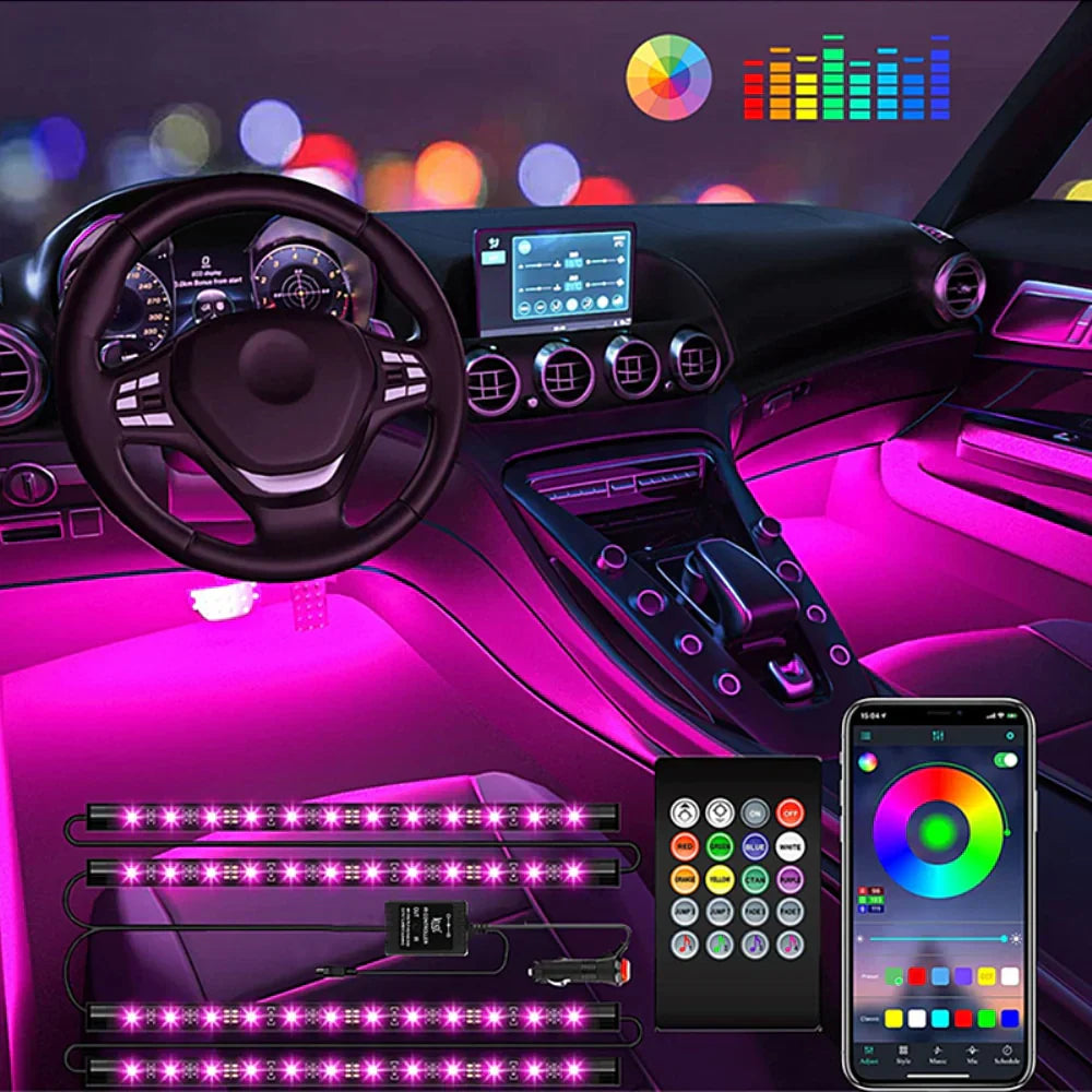 Car&Bikes RGB Atmosphere Light,  Foot Light - 4 pcs