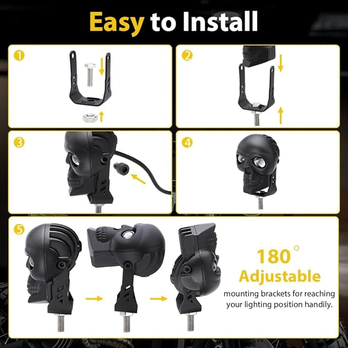 Skull Devil For Light White+ Yellow all bikes